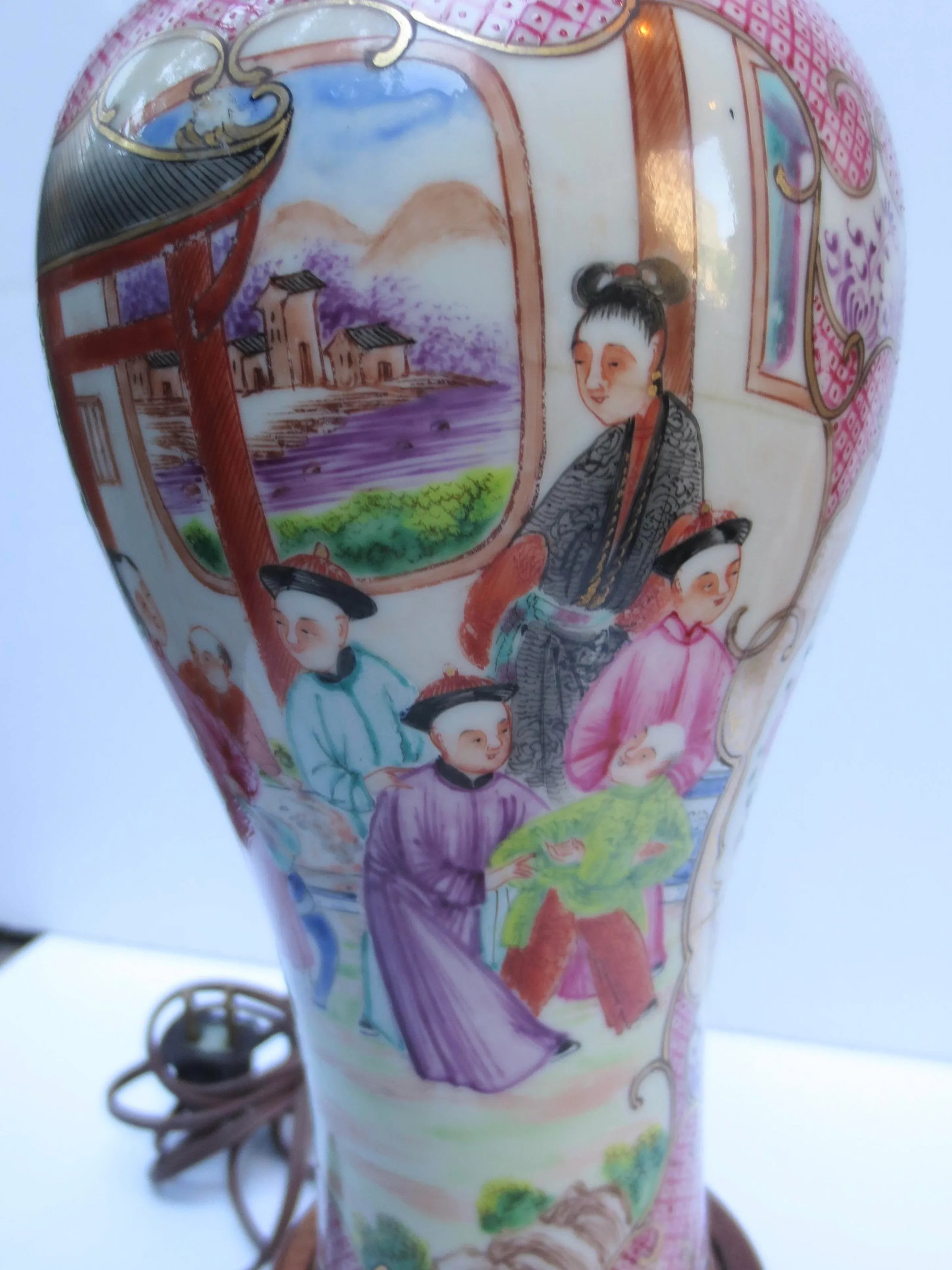 1920-30s Chinese Porcelain Vase Mounted Lamp - 5