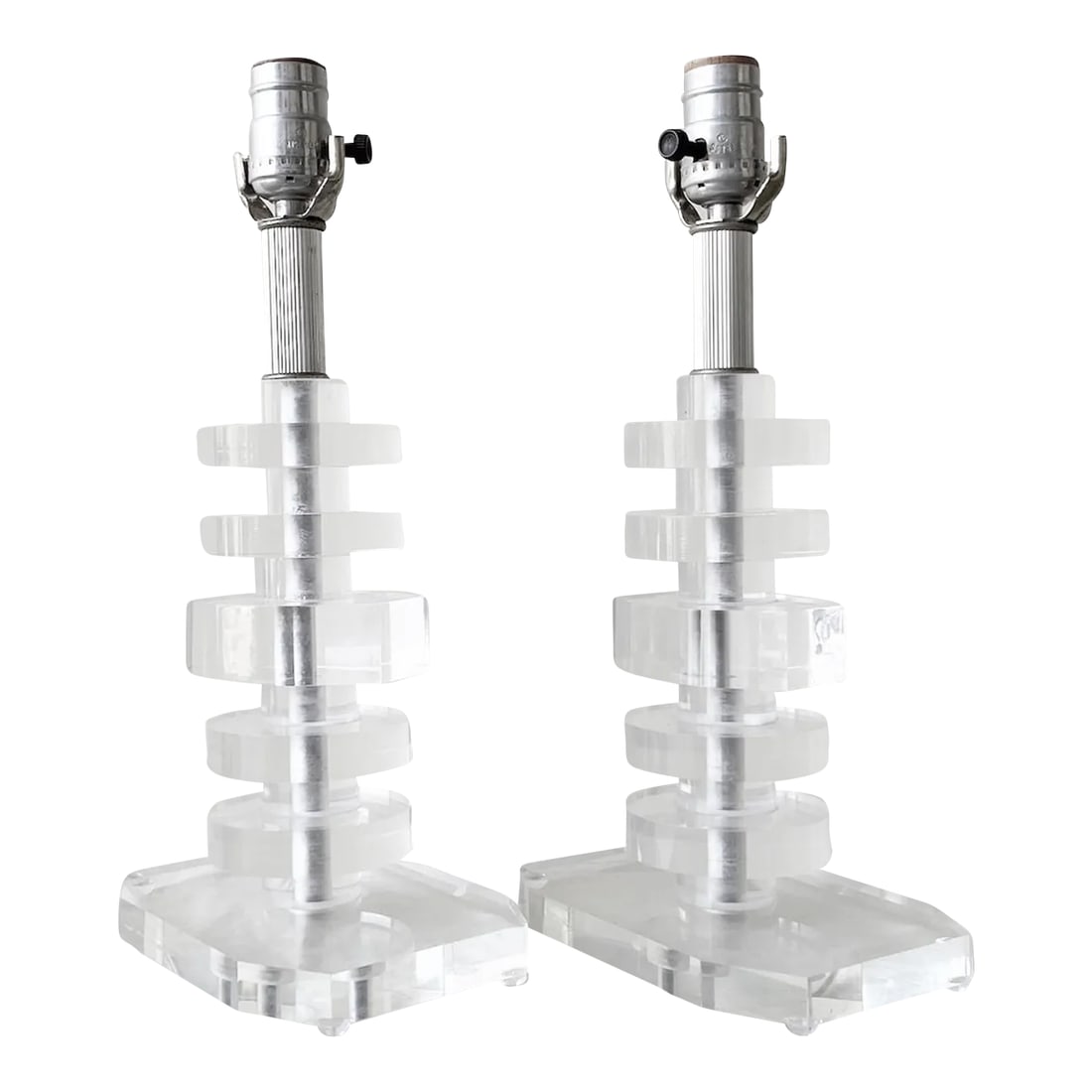 Mid Century Modern Stacked Lucite Table Lamps - a Pair (1 of 6)