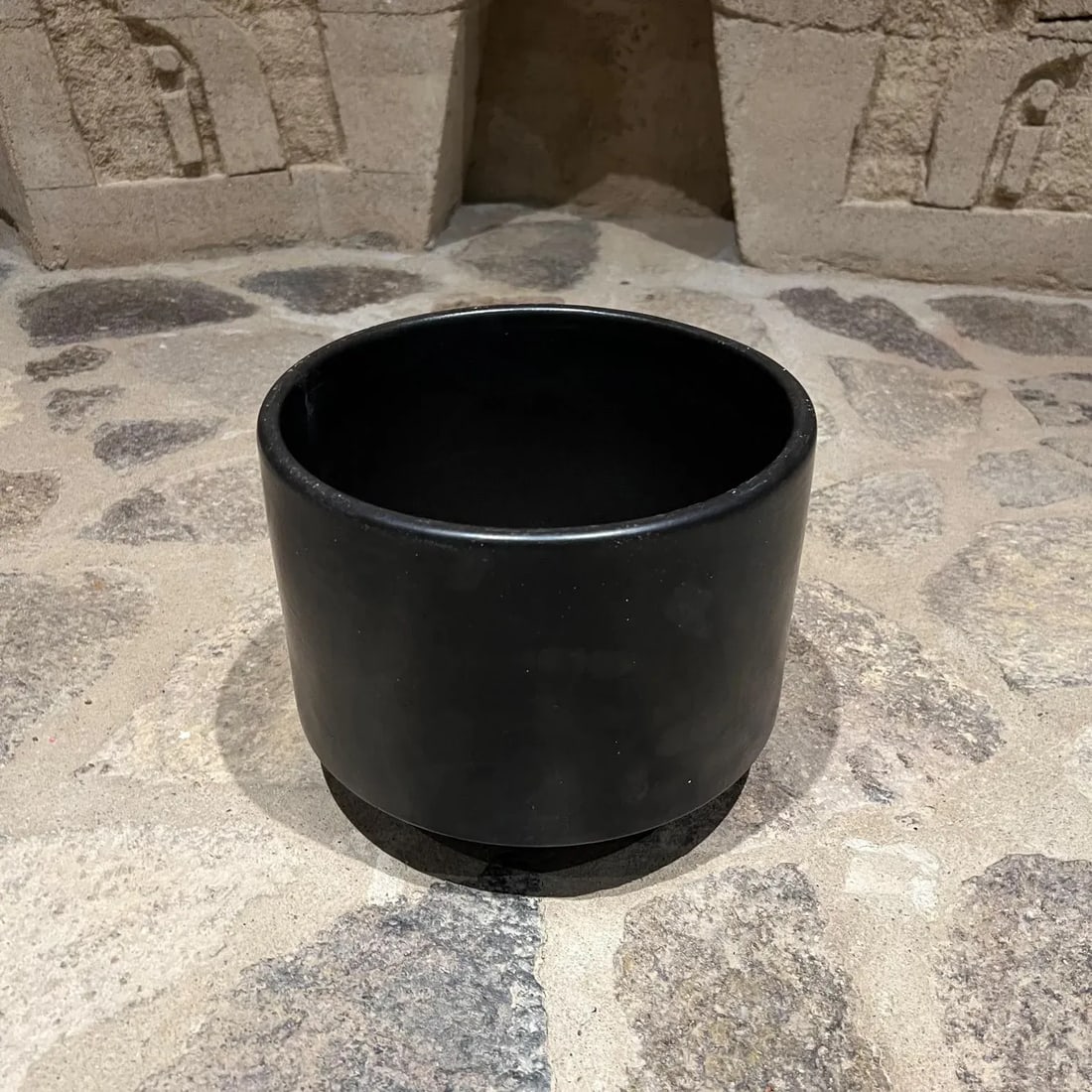1960s Vintage Gainey Architectural Pottery Matte Black Planter Mid-Century Mod - 3