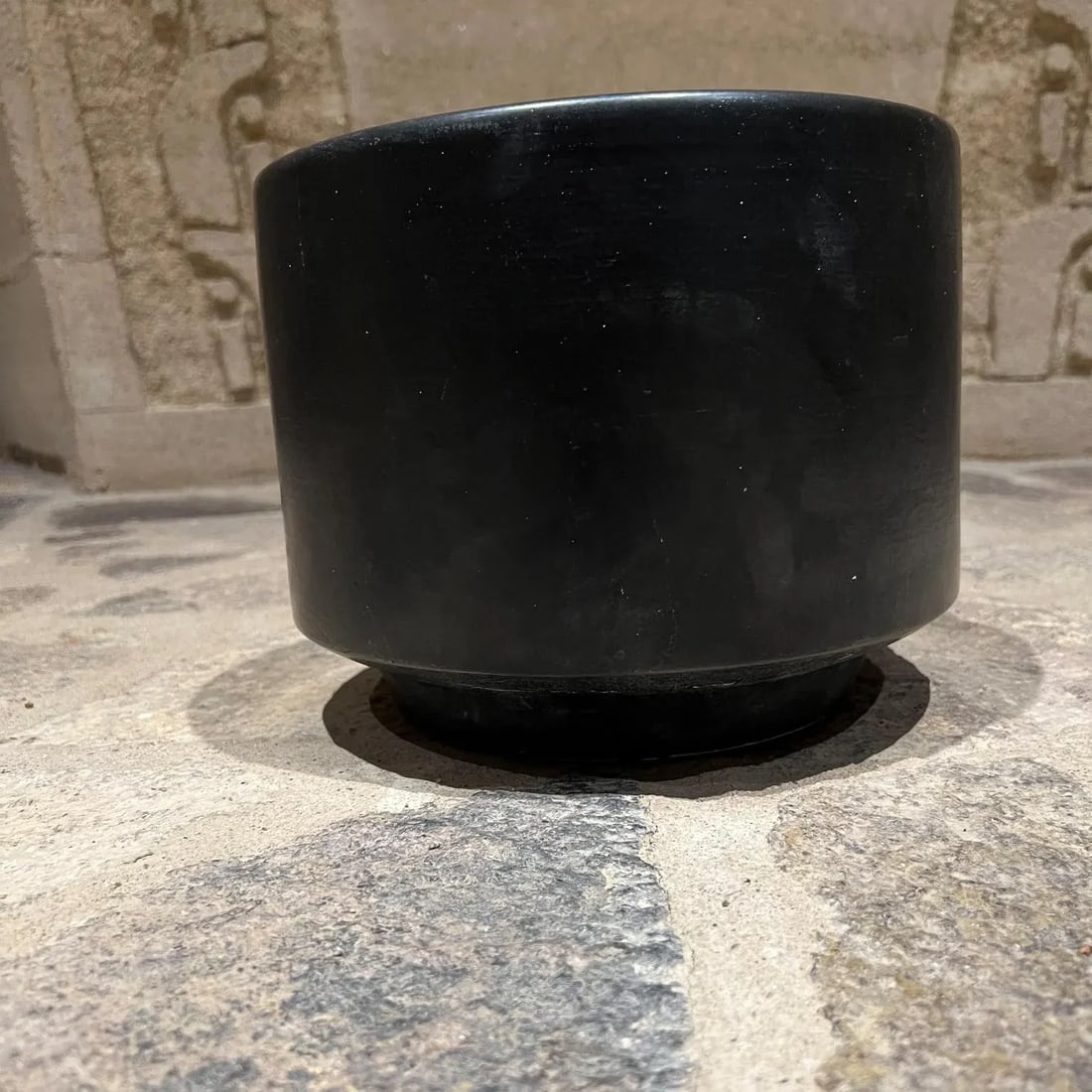 1960s Vintage Gainey Architectural Pottery Matte Black Planter Mid-Century Mod - 5