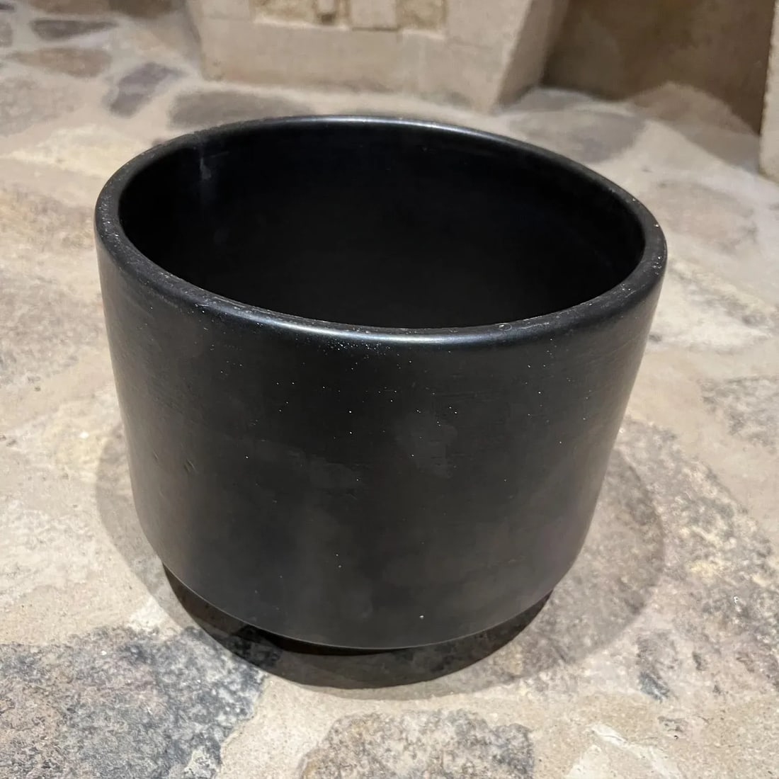1960s Vintage Gainey Architectural Pottery Matte Black Planter Mid-Century Mod - 8