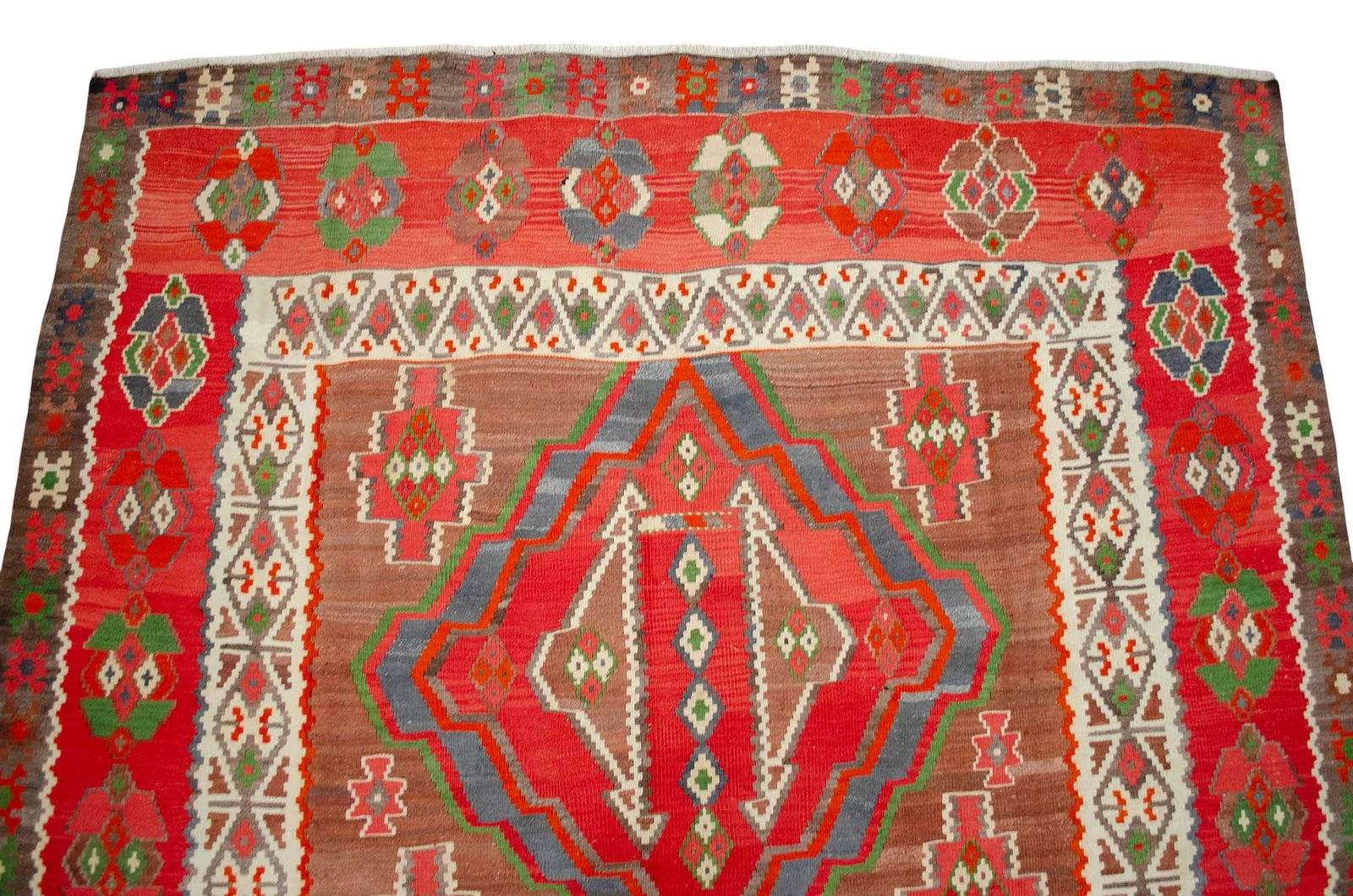 1970s Vintage Handmade Rug Turkish Kilim Area Rug - 7"²9"³ X 14"²1"³ - 10