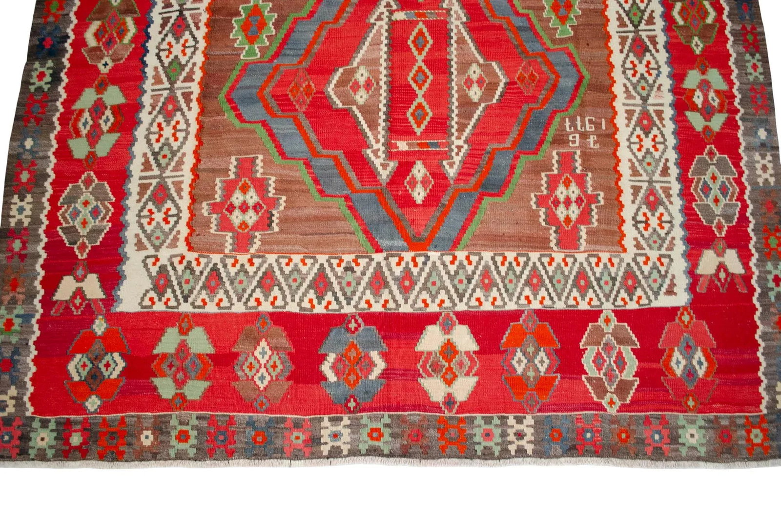 1970s Vintage Handmade Rug Turkish Kilim Area Rug - 7"²9"³ X 14"²1"³ - 12