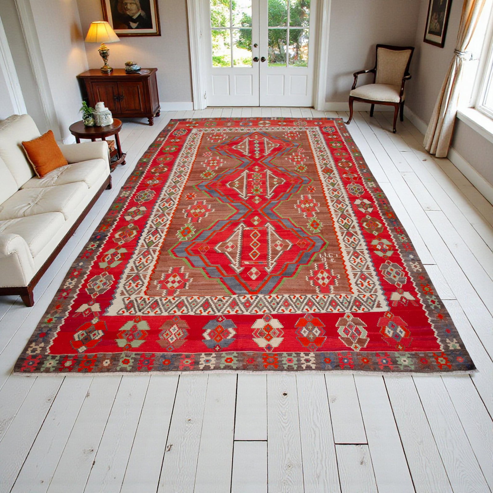 1970s Vintage Handmade Rug Turkish Kilim Area Rug - 7"²9"³ X 14"²1"³ - 3