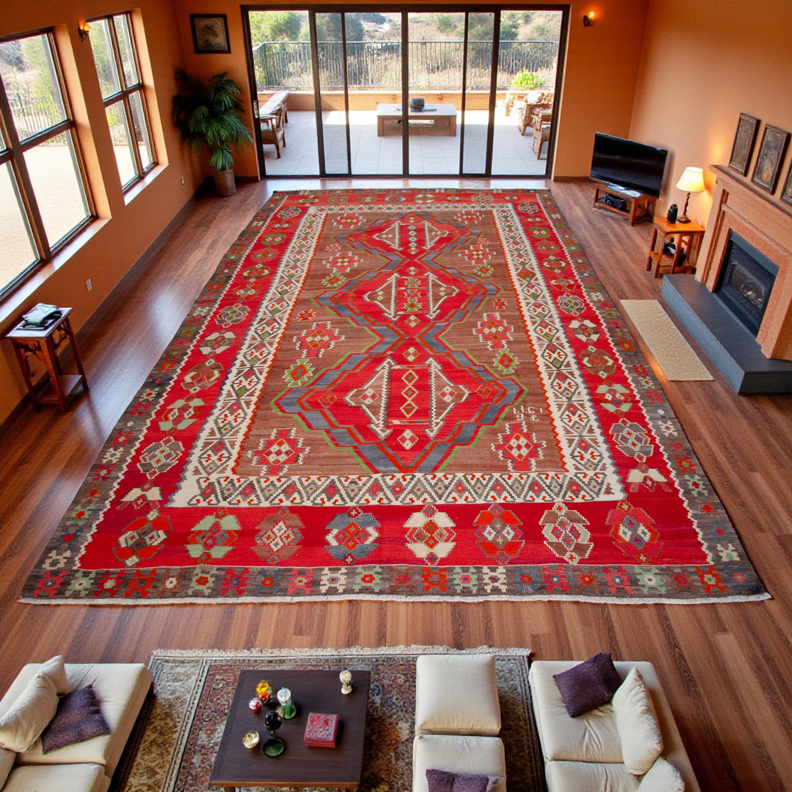 1970s Vintage Handmade Rug Turkish Kilim Area Rug - 7"²9"³ X 14"²1"³ - 4