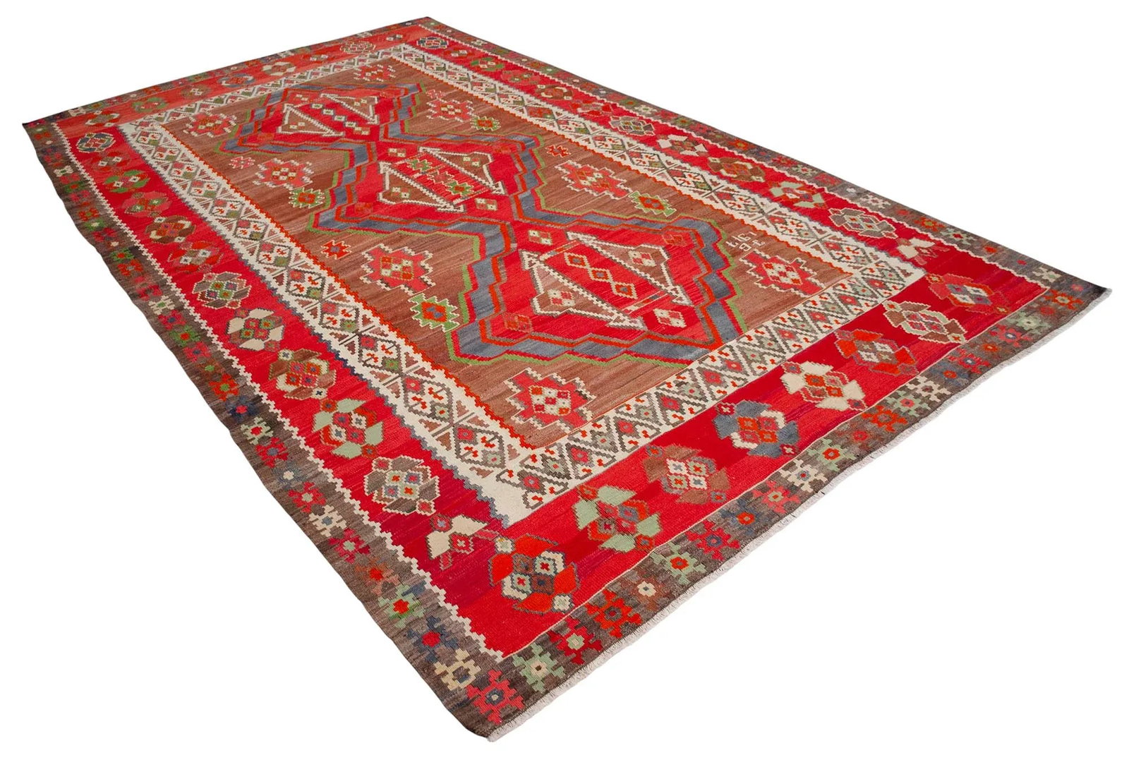 1970s Vintage Handmade Rug Turkish Kilim Area Rug - 7"²9"³ X 14"²1"³ - 5