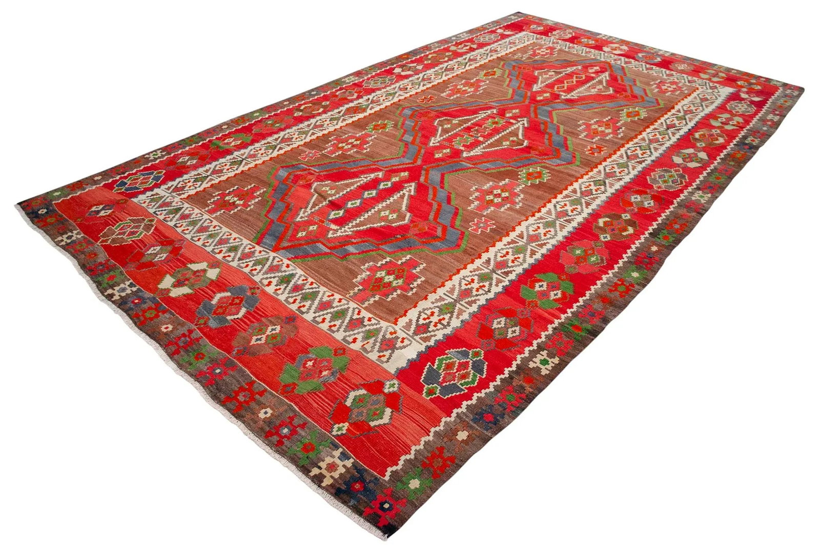 1970s Vintage Handmade Rug Turkish Kilim Area Rug - 7"²9"³ X 14"²1"³ - 9