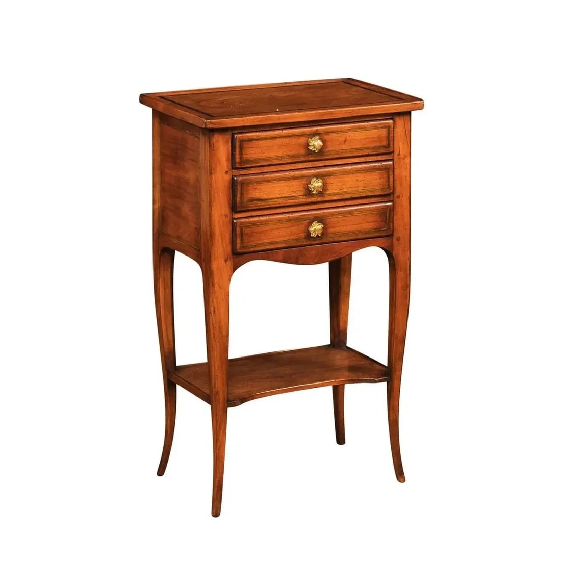 French Louis XV Style Table Chiffonnière with Three Small Drawers and Low Shelf - 12