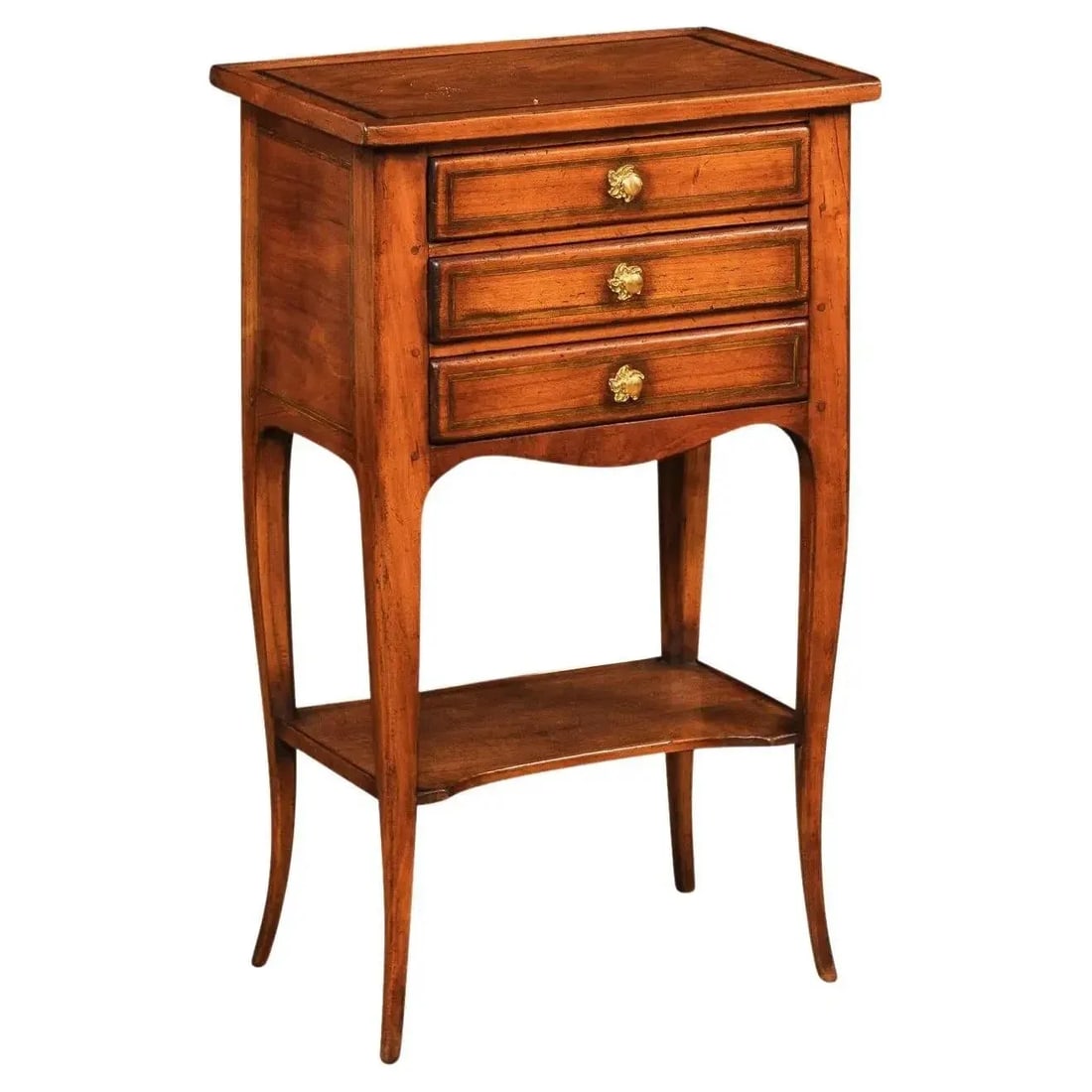French Louis XV Style Table Chiffonnière with Three Small Drawers and Low Shelf - 13