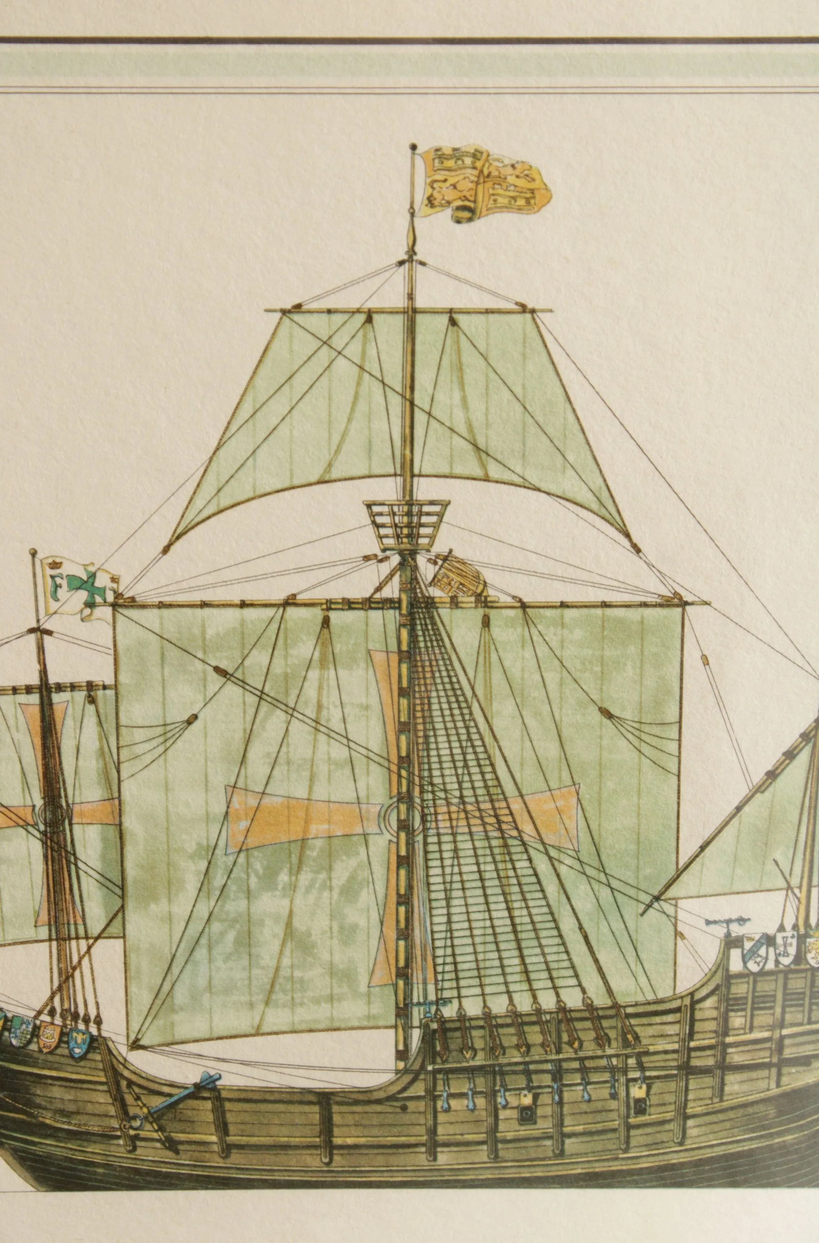 Vintage Santa Maria Anno Domini Maritime Lithograph Print - 10
