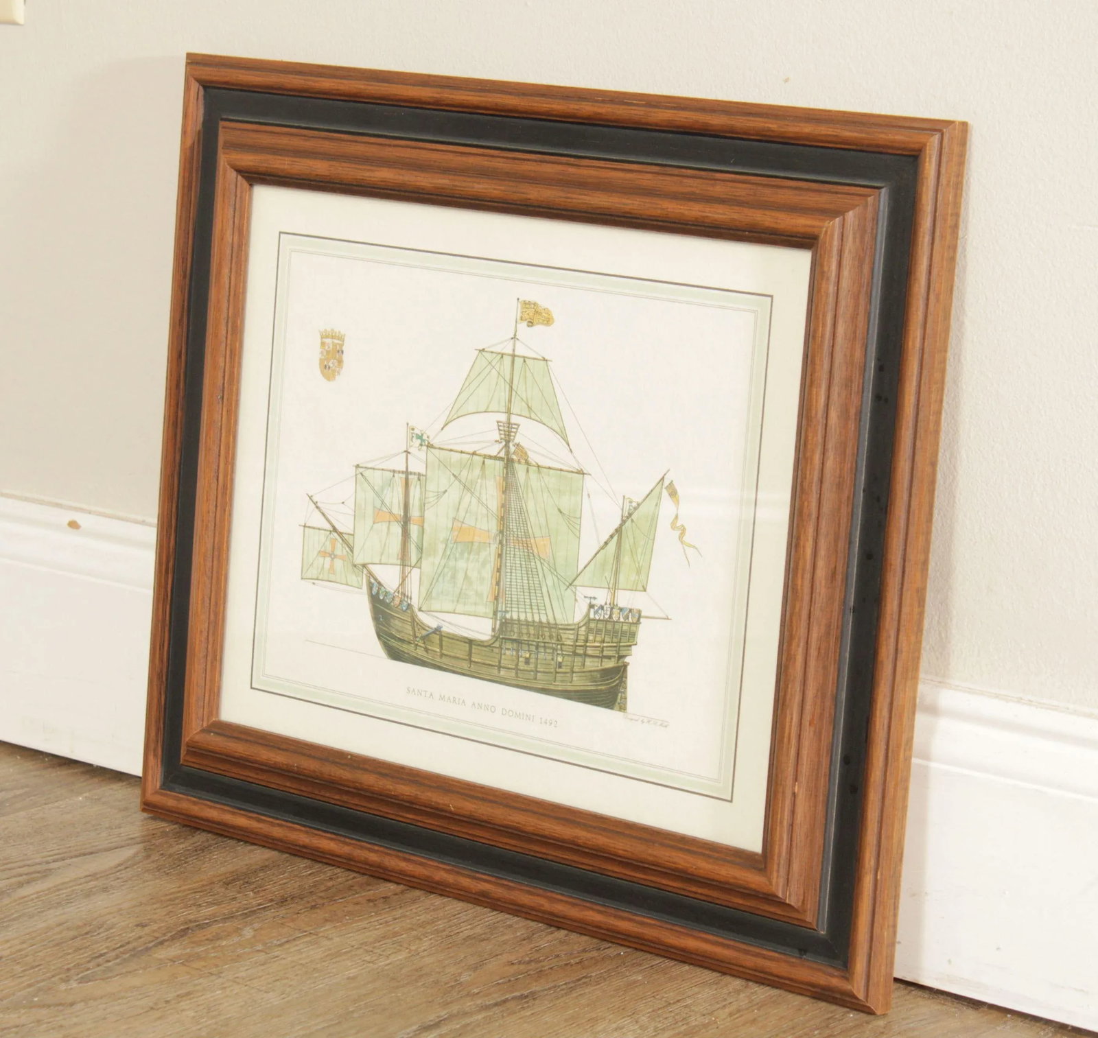 Vintage Santa Maria Anno Domini Maritime Lithograph Print - 3