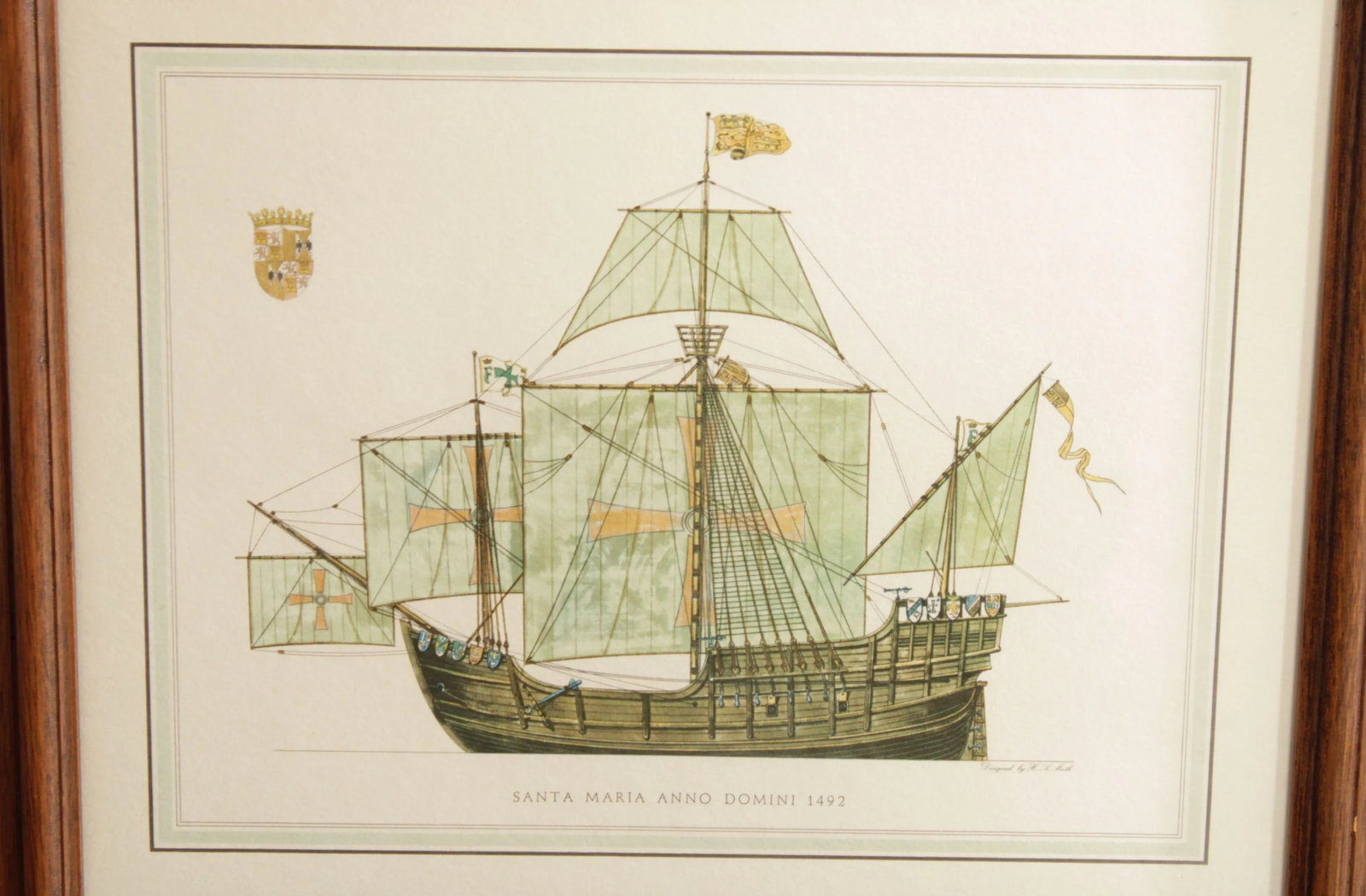 Vintage Santa Maria Anno Domini Maritime Lithograph Print - 6