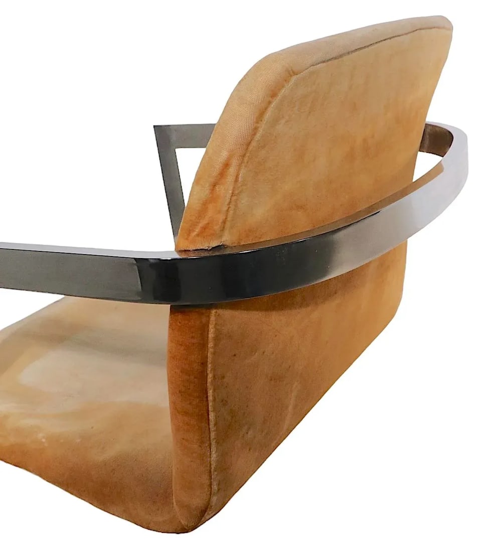 1970's Chrome Frame Arm Chair After Baughman - 3