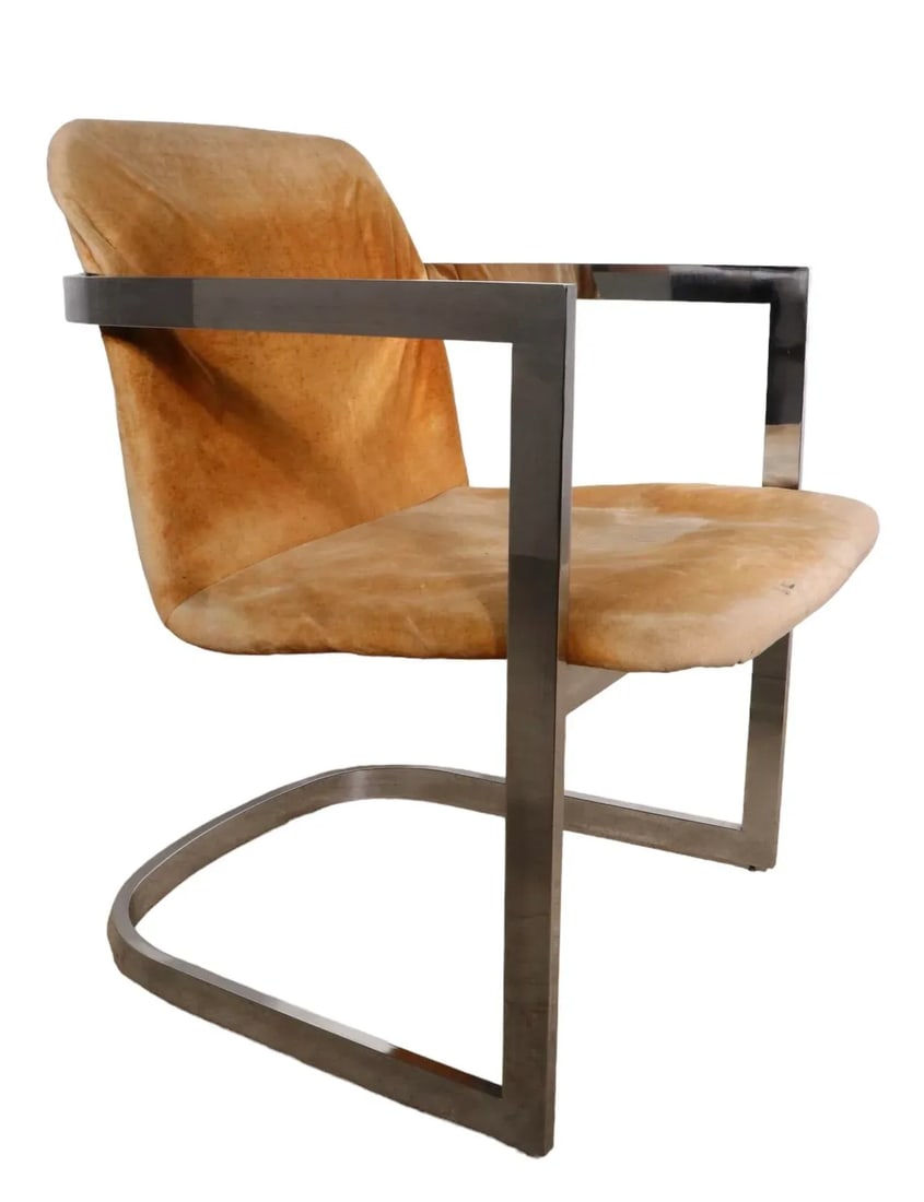 1970's Chrome Frame Arm Chair After Baughman - 7