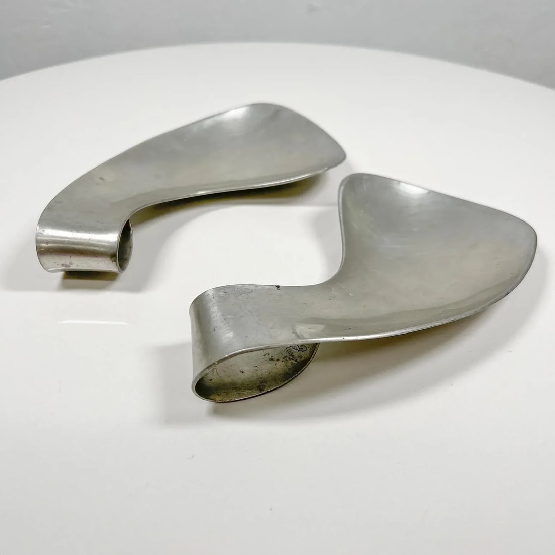 1970s Modernist Pewter Salad Serving Utensils by Shirley Charron Mid Century Mod - 2