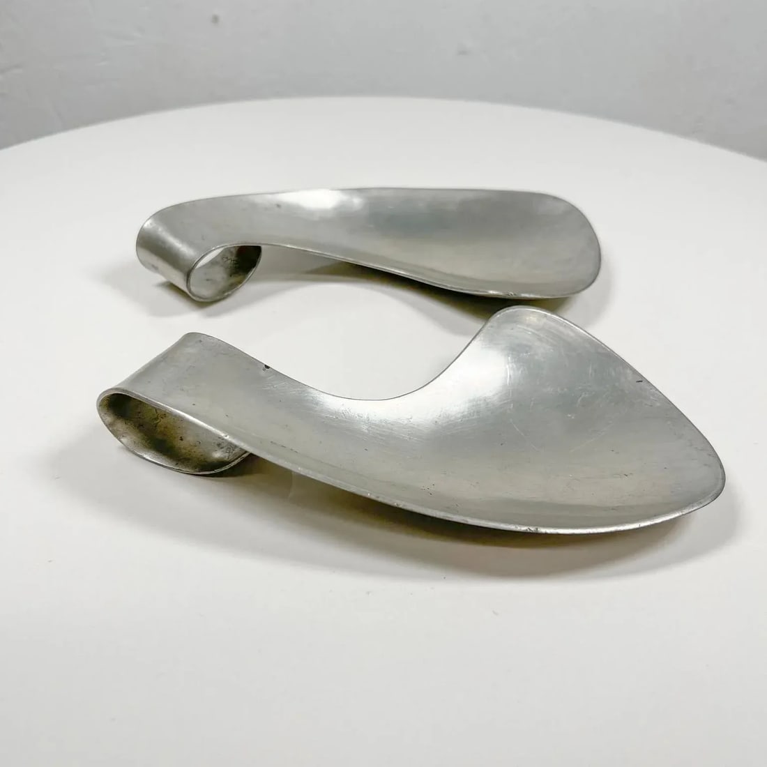 1970s Modernist Pewter Salad Serving Utensils by Shirley Charron Mid Century Mod - 5