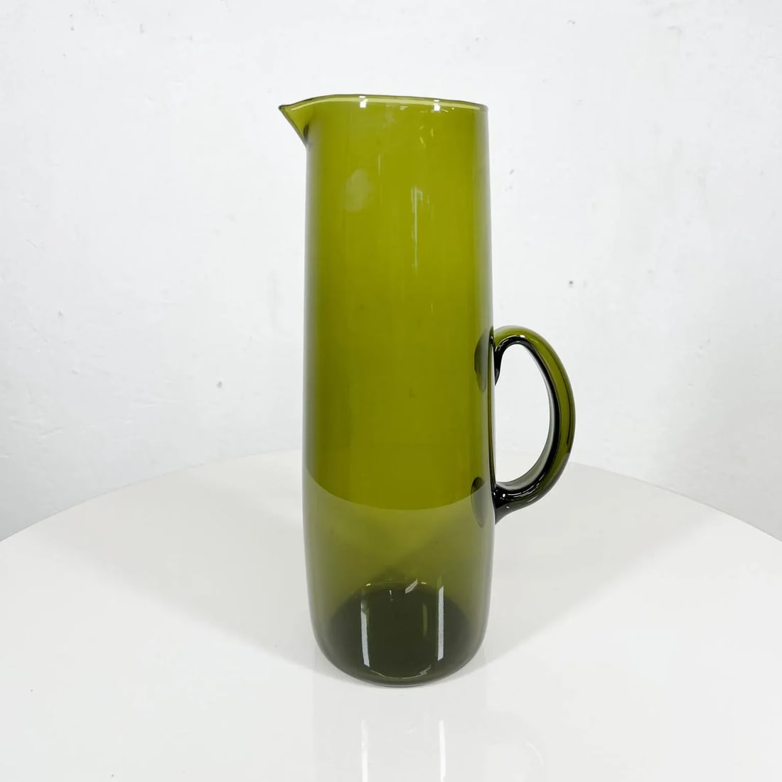 1950s Finland Scandinavian Modern Green Glass Pitcher by Erkki Vesanto Iittala - 12