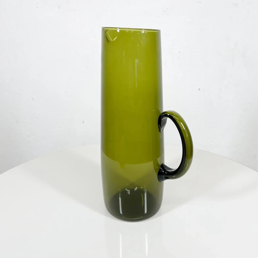 1950s Finland Scandinavian Modern Green Glass Pitcher by Erkki Vesanto Iittala - 3
