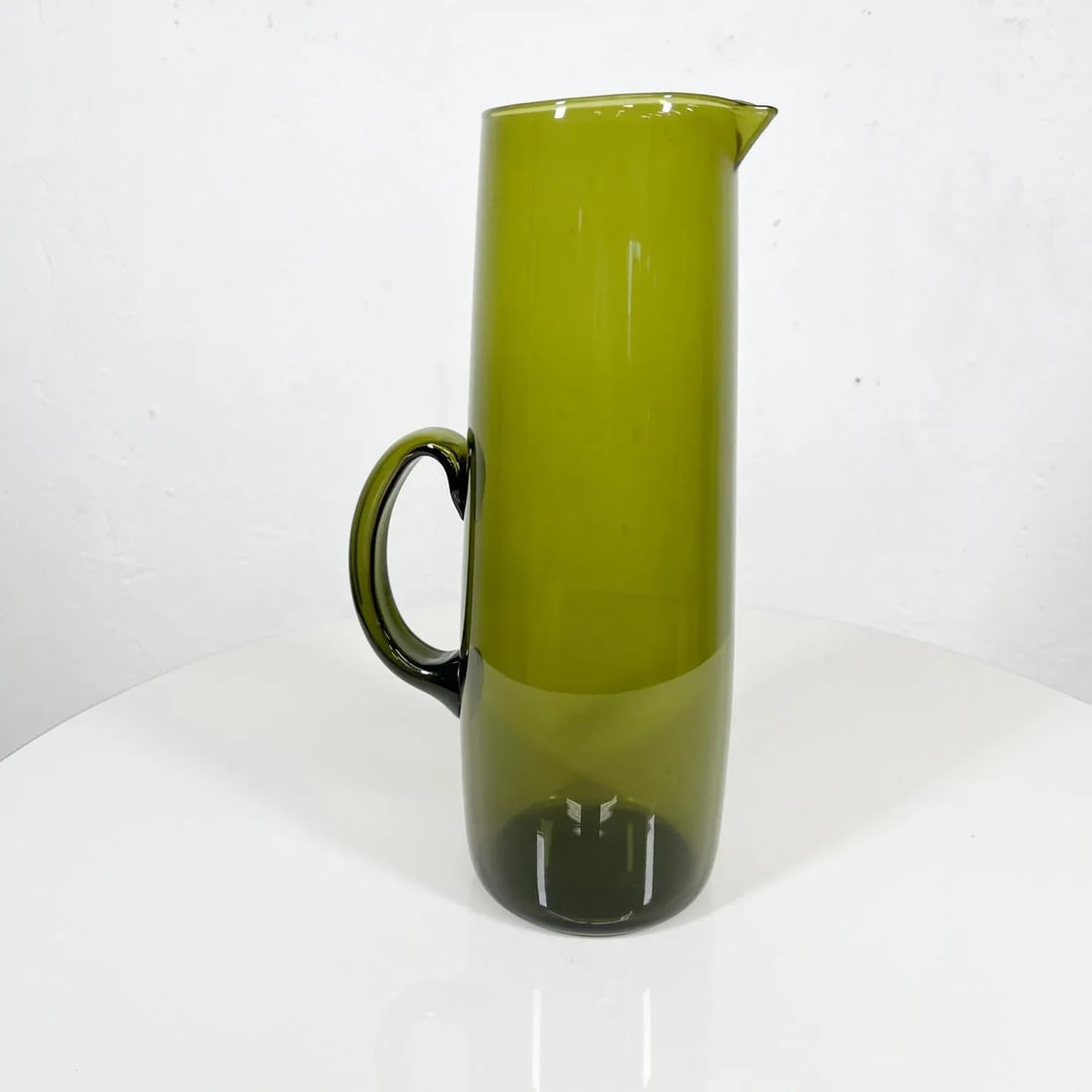 1950s Finland Scandinavian Modern Green Glass Pitcher by Erkki Vesanto Iittala - 4