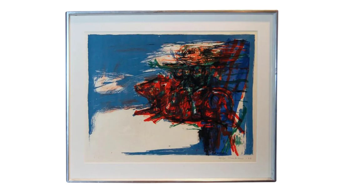 Contemporary Swedish Abstract Lithograph: Contemporary abstract lithograph by Swedish artist Leif Knudsen (1928-1975). Signed and dated. Framed under glass. Circa 1962. Framed Size: 28 1/4"W x 22 1/8"H Condition: Alterations: Original