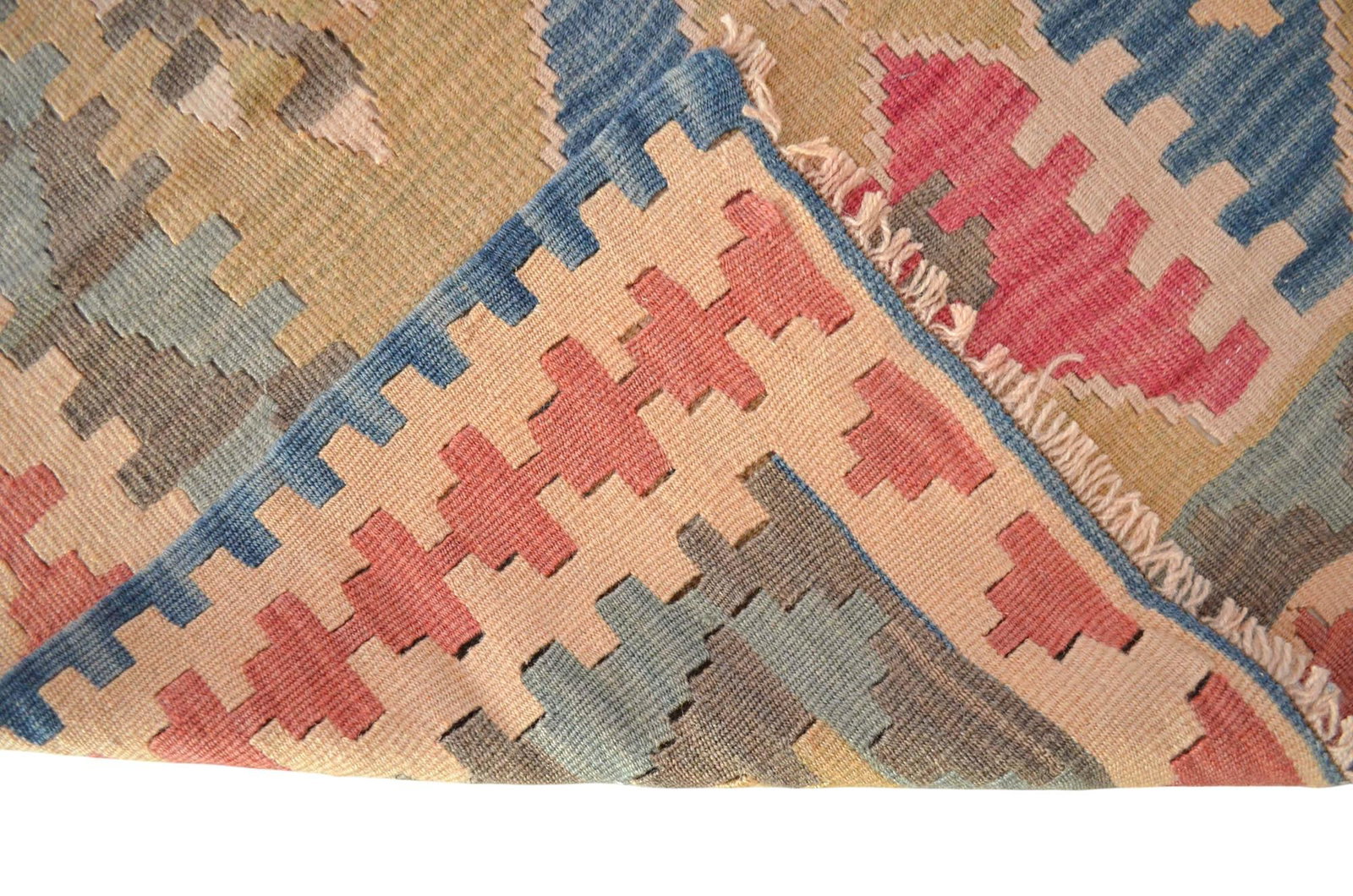 1970s Hand Woven Oushak Kilim Rug Flat Weave Wool Area Rug - 3"²6"³ × 5"²6"³ - 11