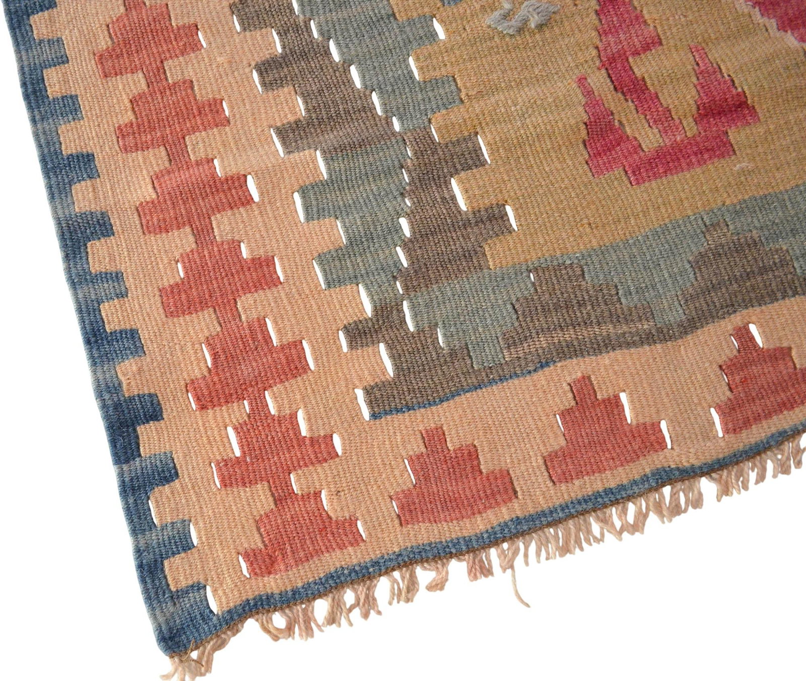1970s Hand Woven Oushak Kilim Rug Flat Weave Wool Area Rug - 3"²6"³ × 5"²6"³ - 12