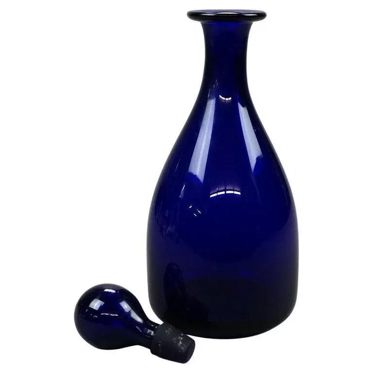 Thomas Webb Cobalt Art Glass Decanter Signed circa 1920 - 11