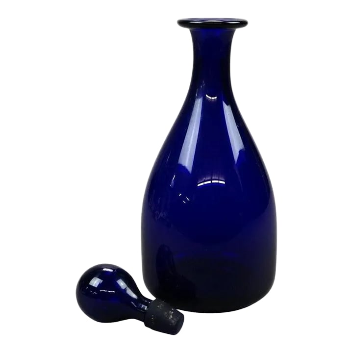 Thomas Webb Cobalt Art Glass Decanter Signed circa 1920 (1 of 11)
