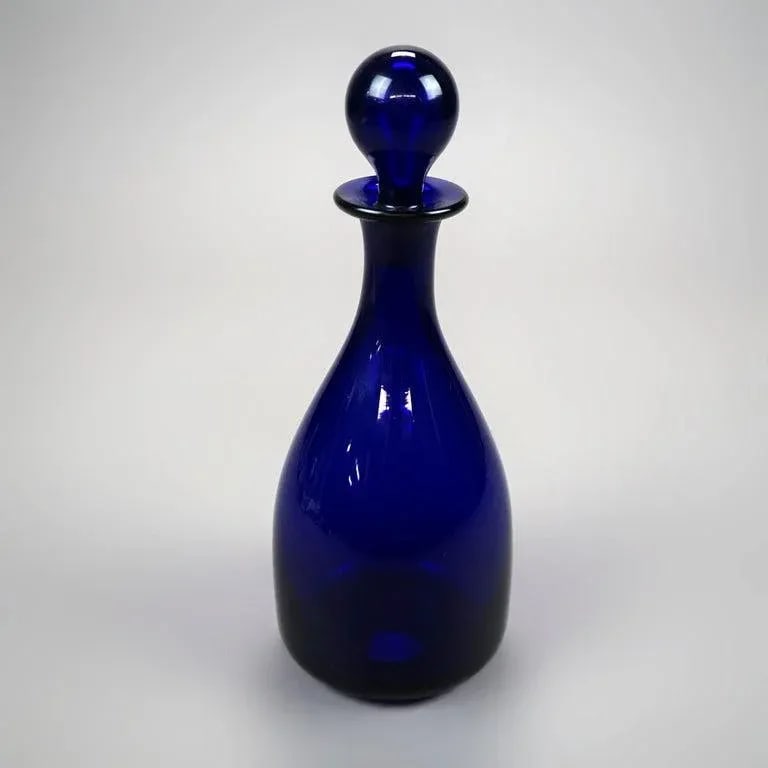 Thomas Webb Cobalt Art Glass Decanter Signed circa 1920 - 2
