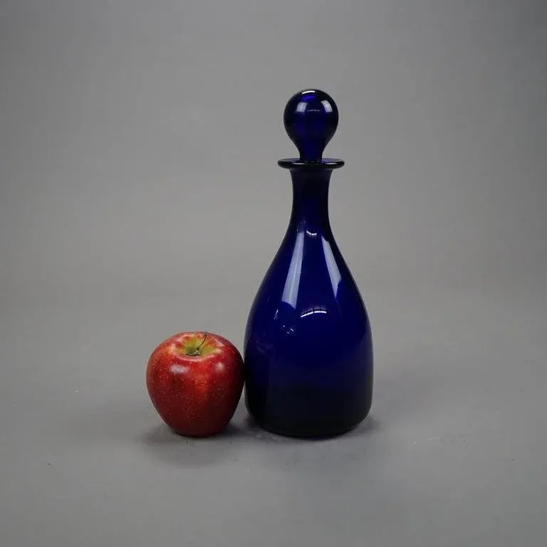 Thomas Webb Cobalt Art Glass Decanter Signed circa 1920 - 3