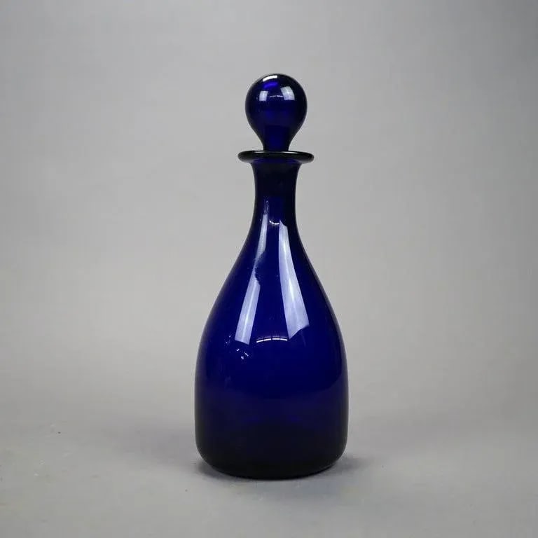 Thomas Webb Cobalt Art Glass Decanter Signed circa 1920 - 4