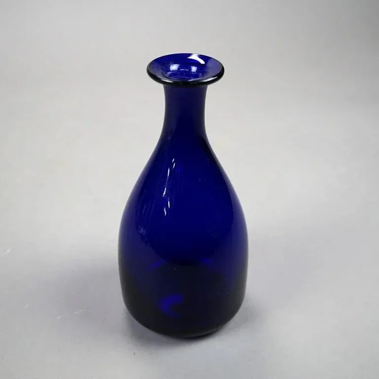 Thomas Webb Cobalt Art Glass Decanter Signed circa 1920 - 5
