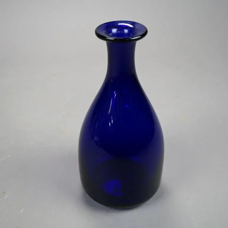 Thomas Webb Cobalt Art Glass Decanter Signed circa 1920 - 6