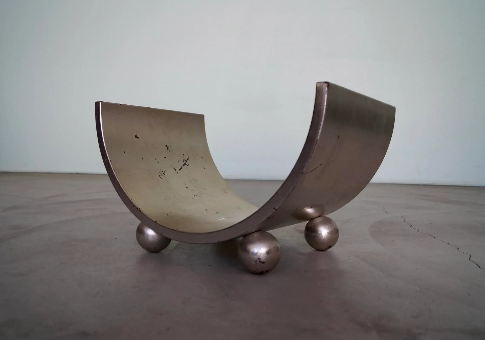 1950's Mid-Century Modern Bentwood Silver Leaf Magazine Rack - 3