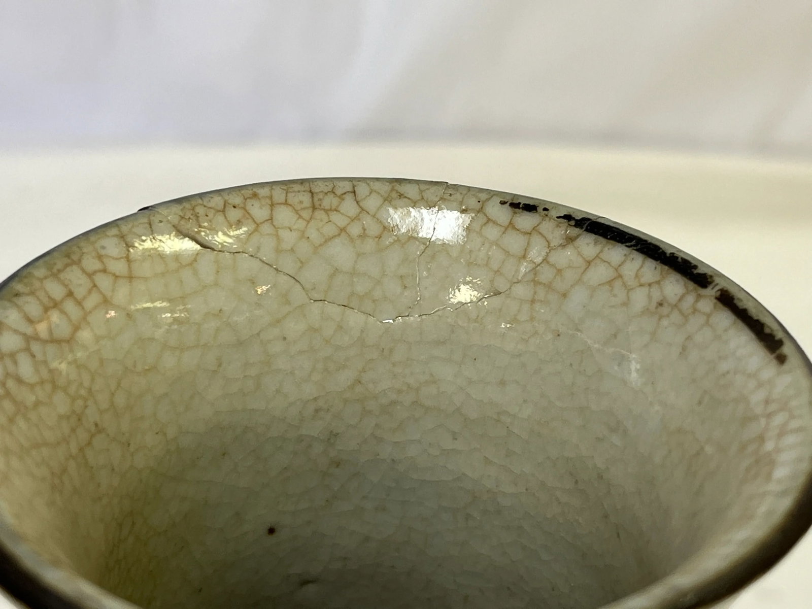 Early 20th Century Chinoiserie Hand Painted Blue and White Crackle Finish Porcelain Vase - 12