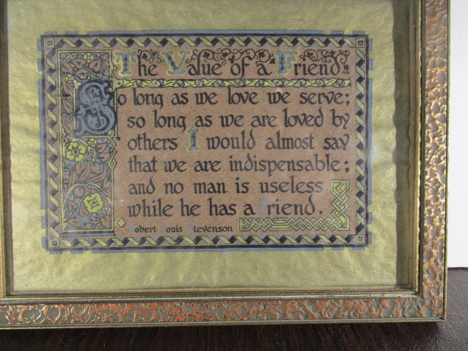 Art Deco Printed Motto by Robert Lewis Stevenson Circa 1930s' - 2