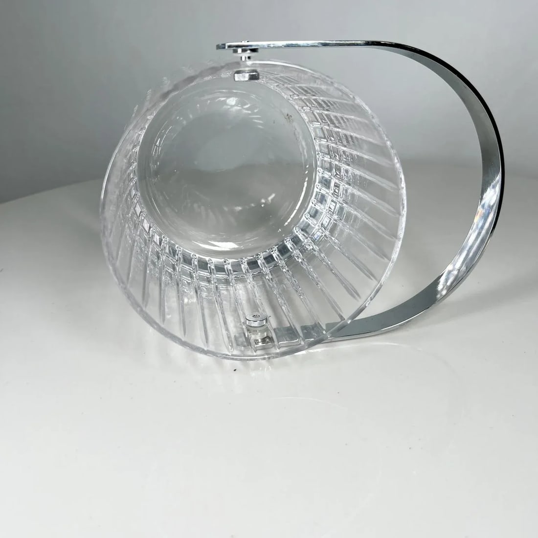 1960s Modernist Ribbed Crystal Glass Ice Bucket in Baccarat Style - 10