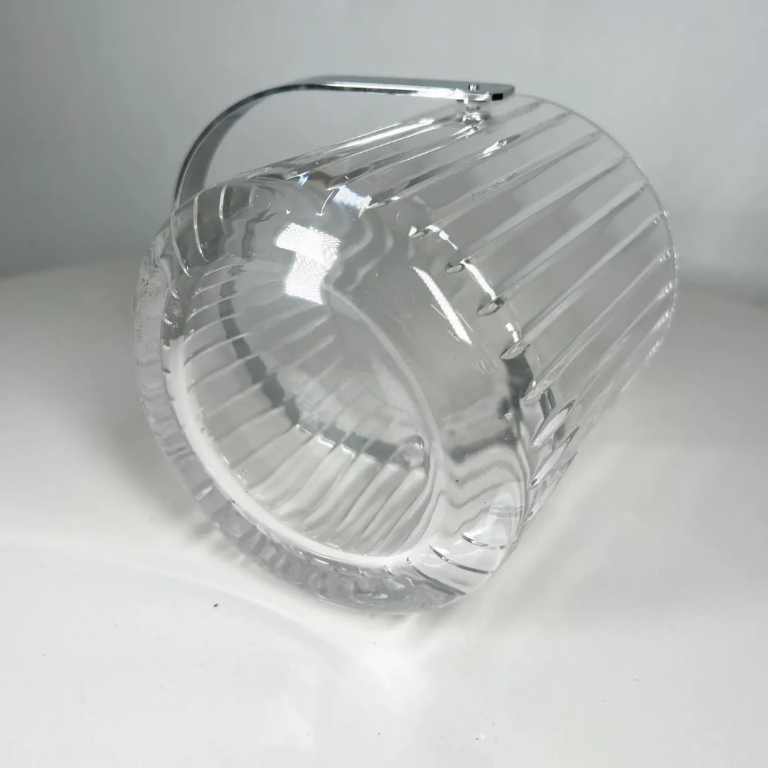 1960s Modernist Ribbed Crystal Glass Ice Bucket in Baccarat Style - 11