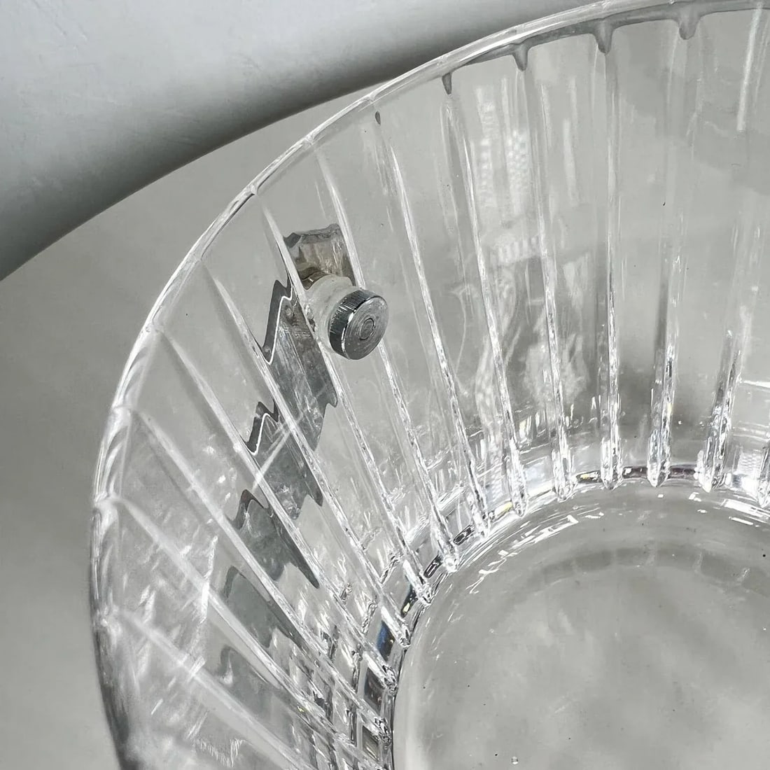 1960s Modernist Ribbed Crystal Glass Ice Bucket in Baccarat Style - 12