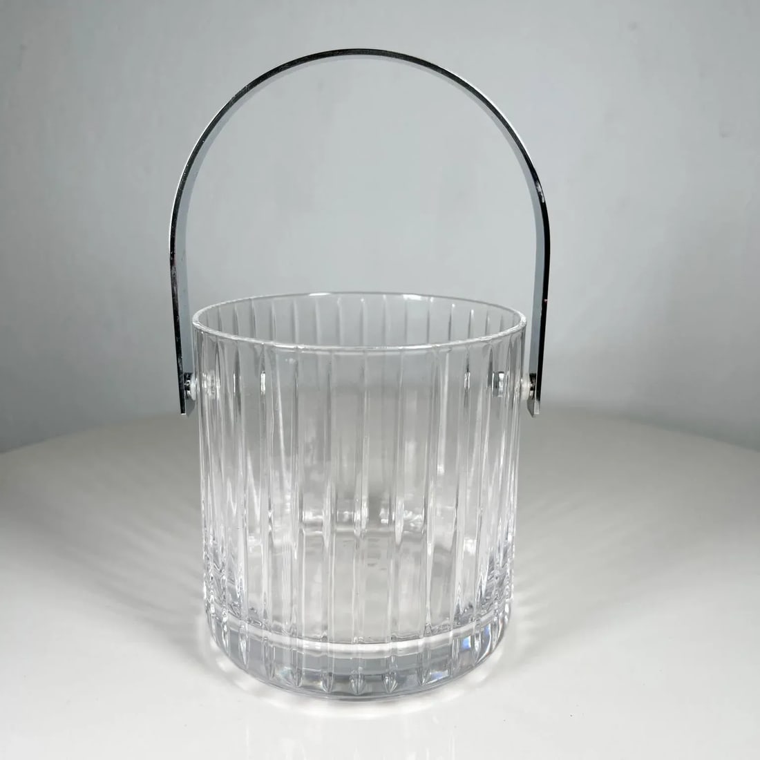 1960s Modernist Ribbed Crystal Glass Ice Bucket in Baccarat Style - 4