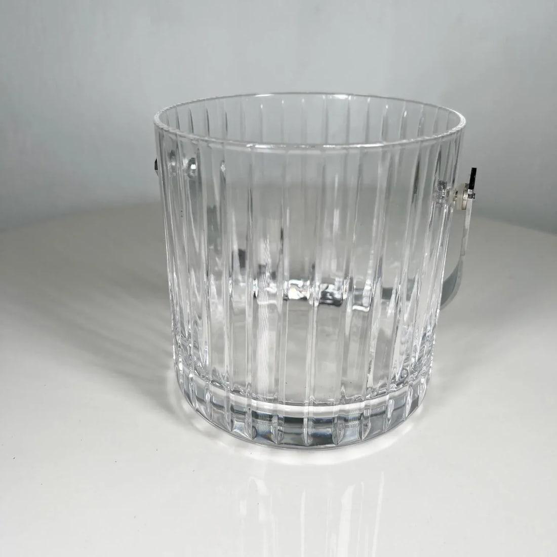 1960s Modernist Ribbed Crystal Glass Ice Bucket in Baccarat Style - 6