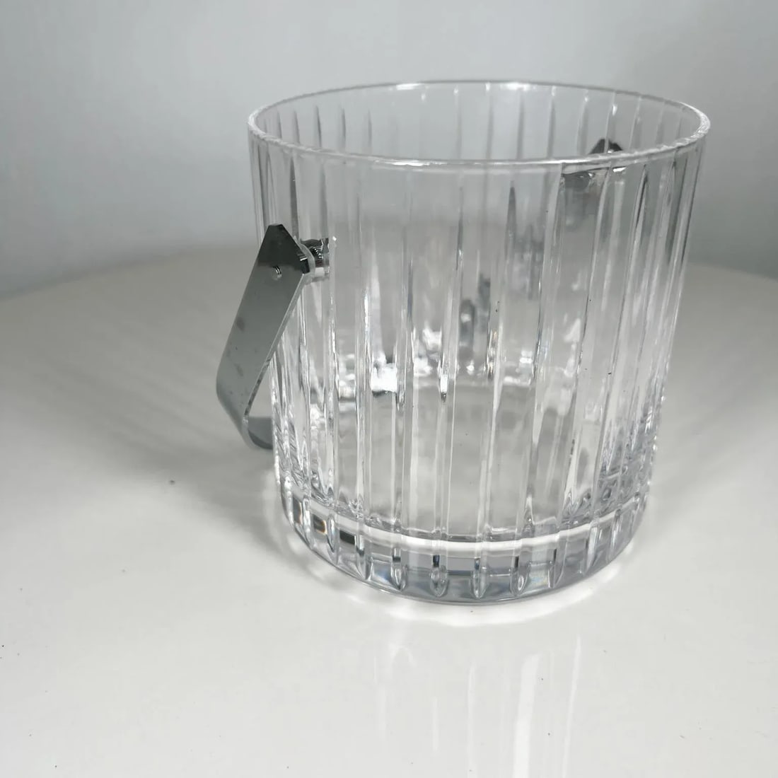 1960s Modernist Ribbed Crystal Glass Ice Bucket in Baccarat Style - 7