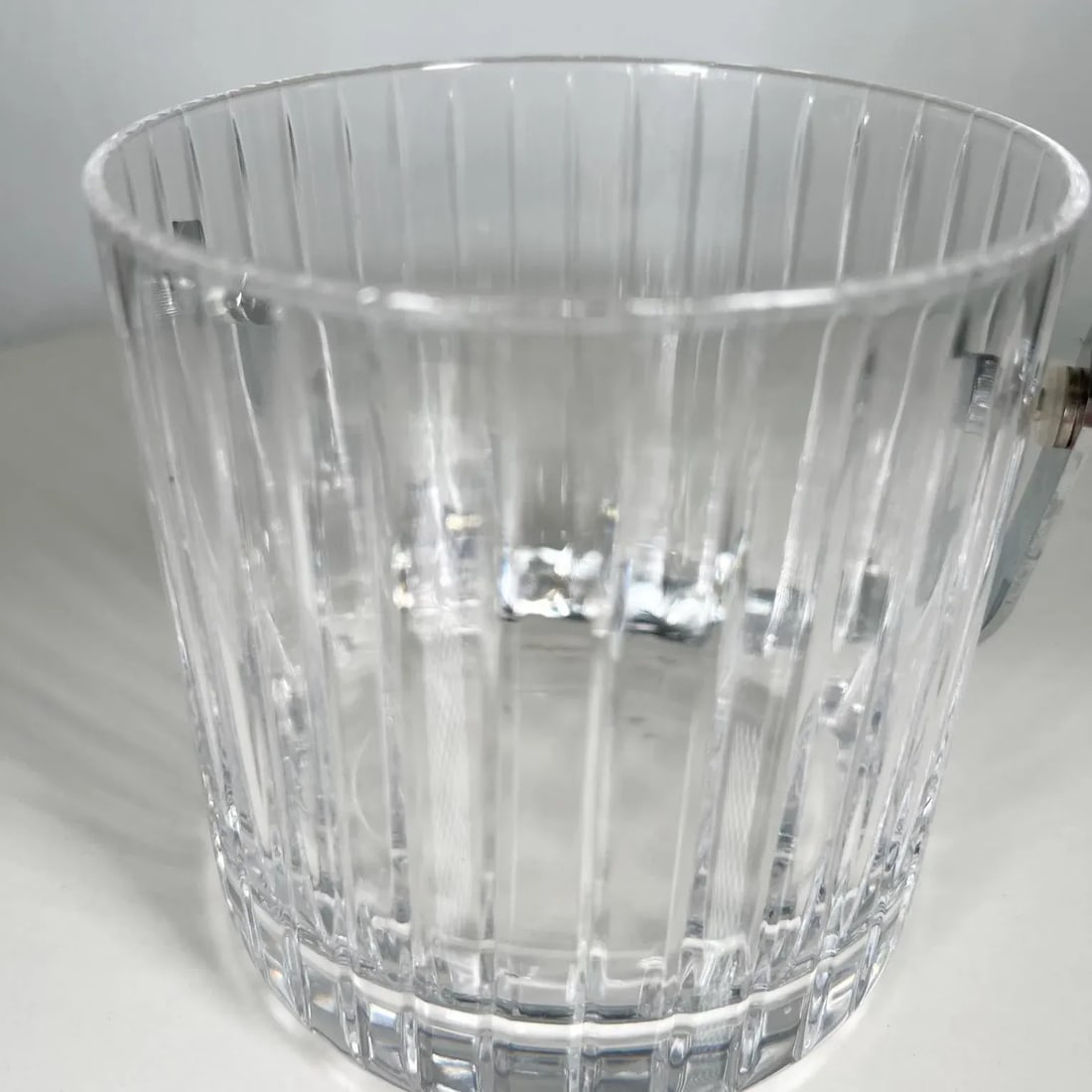 1960s Modernist Ribbed Crystal Glass Ice Bucket in Baccarat Style - 8