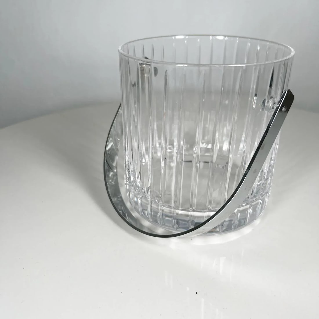1960s Modernist Ribbed Crystal Glass Ice Bucket in Baccarat Style - 9