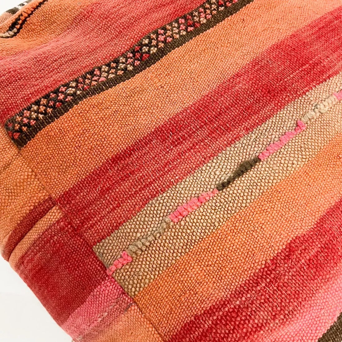 Vintage Moroccan Kilim Floor Cushion Pillow, Geometric Fabric, 1970s - 9