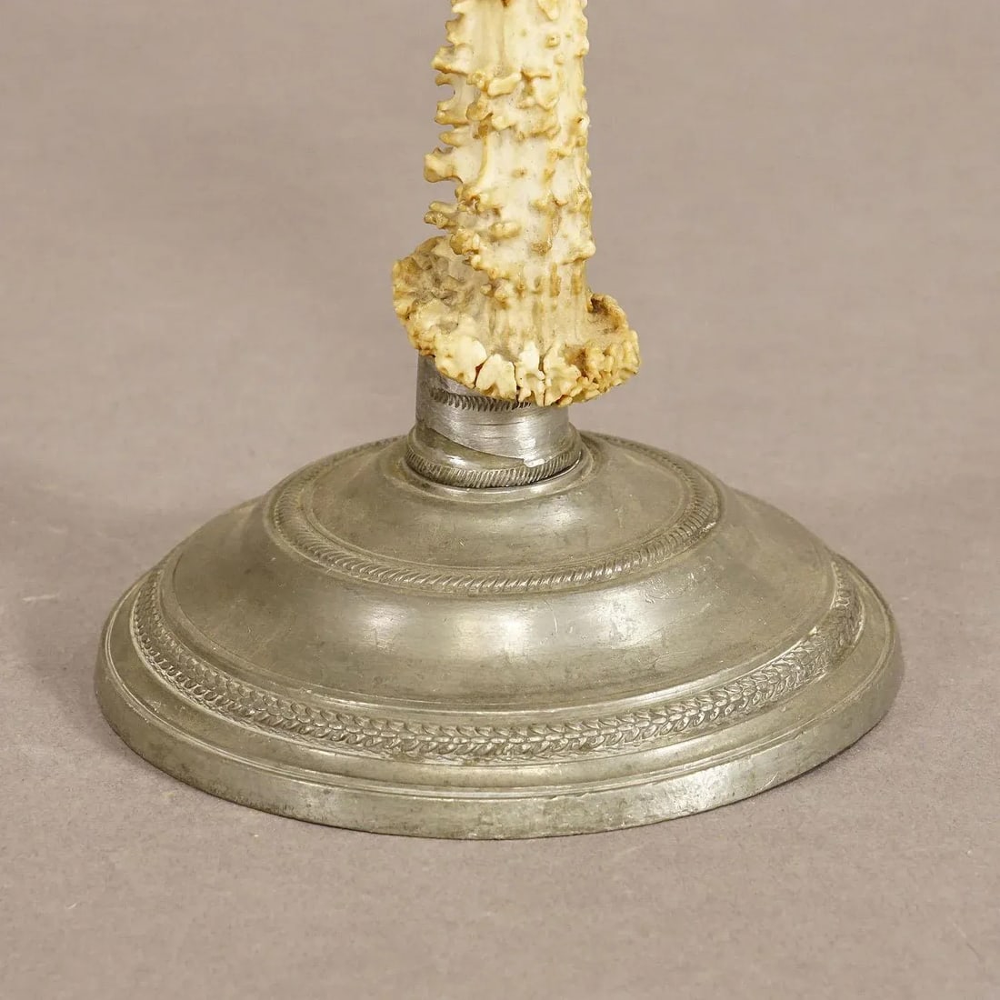 A Pair Black Forest Candle Holders With Pewter Base and Spout, Germany Ca. 1860s - 2