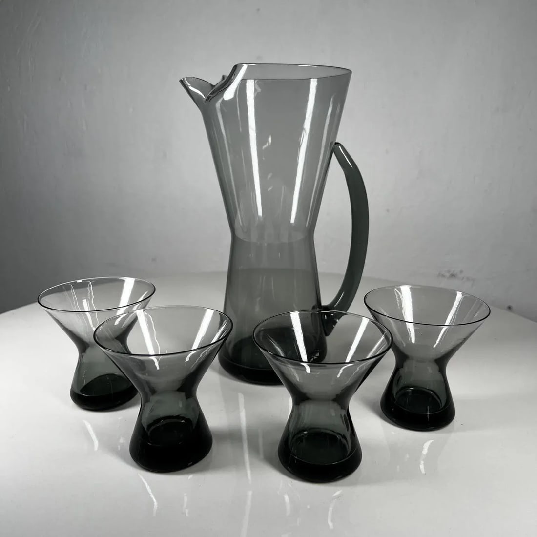 1958 Morgantown Wv Hoffman House Glass Martini Pitcher & Four Glasses - 12