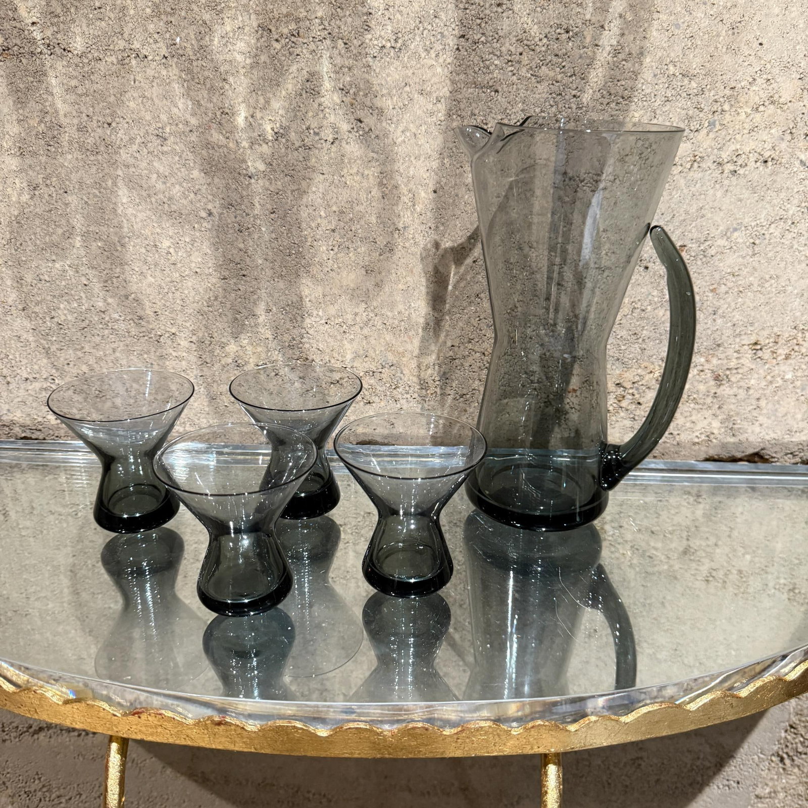 1958 Morgantown Wv Hoffman House Glass Martini Pitcher & Four Glasses - 13