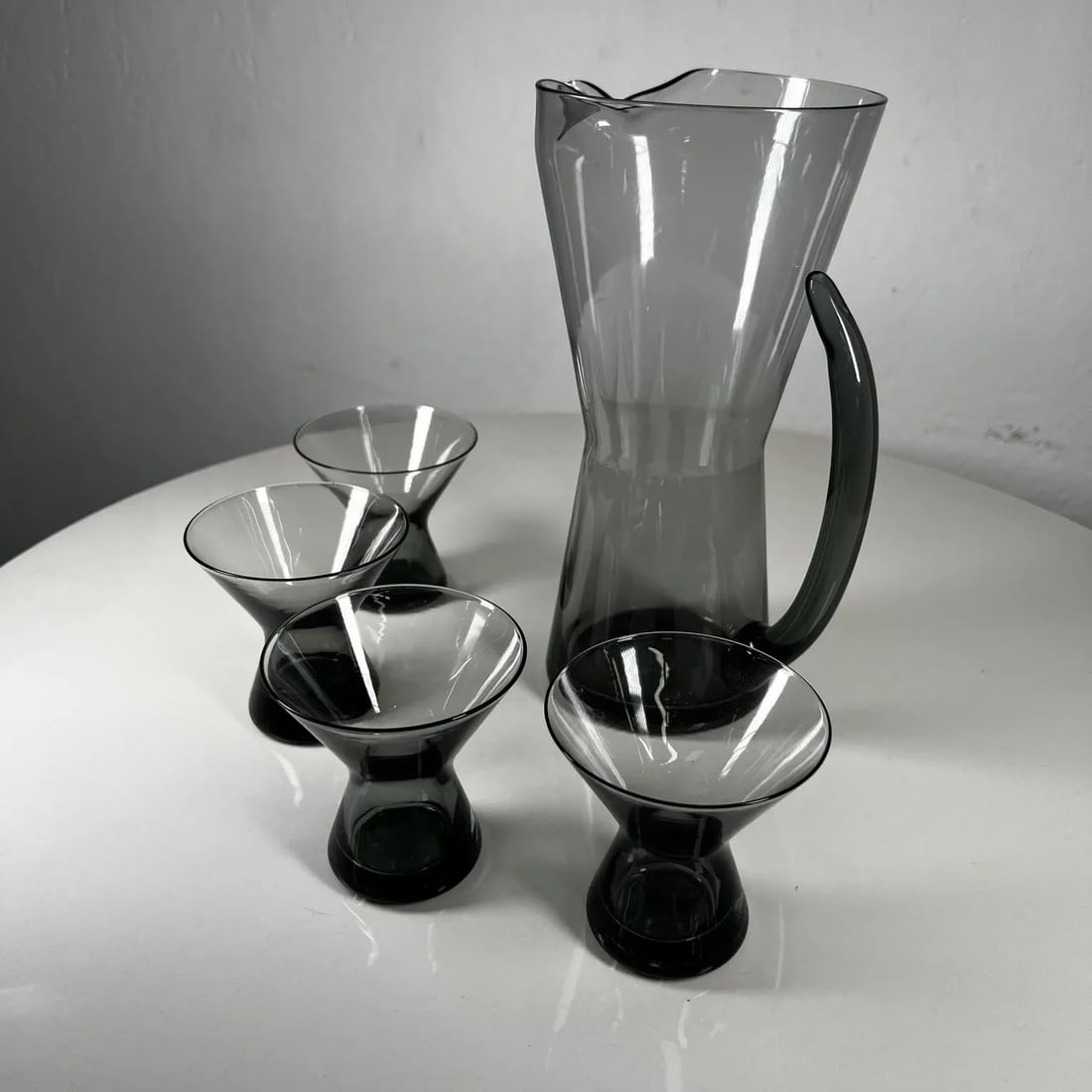 1958 Morgantown Wv Hoffman House Glass Martini Pitcher & Four Glasses - 7