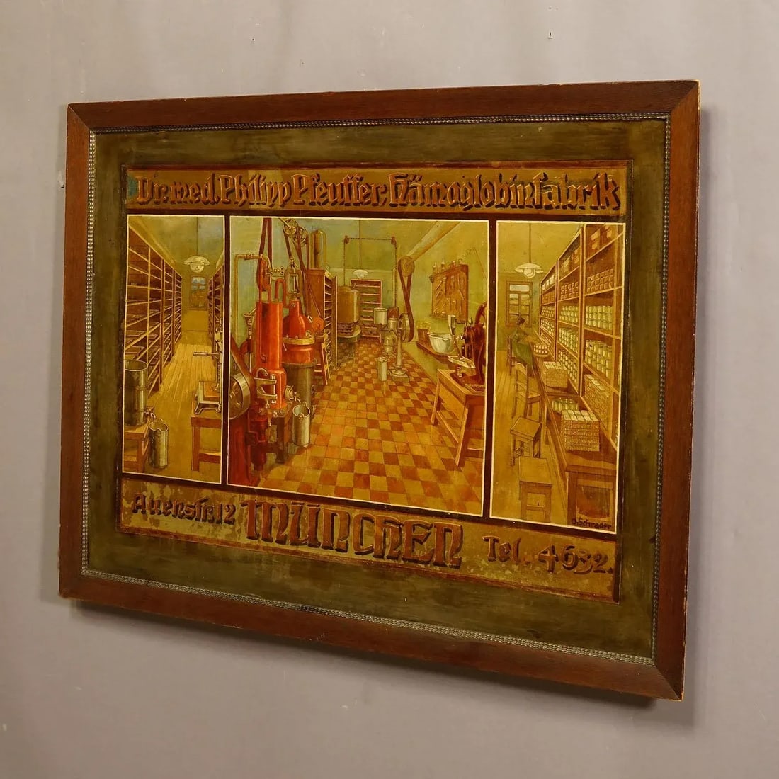 Antique Handpainted Advertising Poster for a Hemoglobin Fabrication in Munich - 2